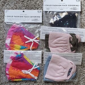 Kids Face Masks 5 Packs- Pink, Rainbow Tie-Dye, Navy